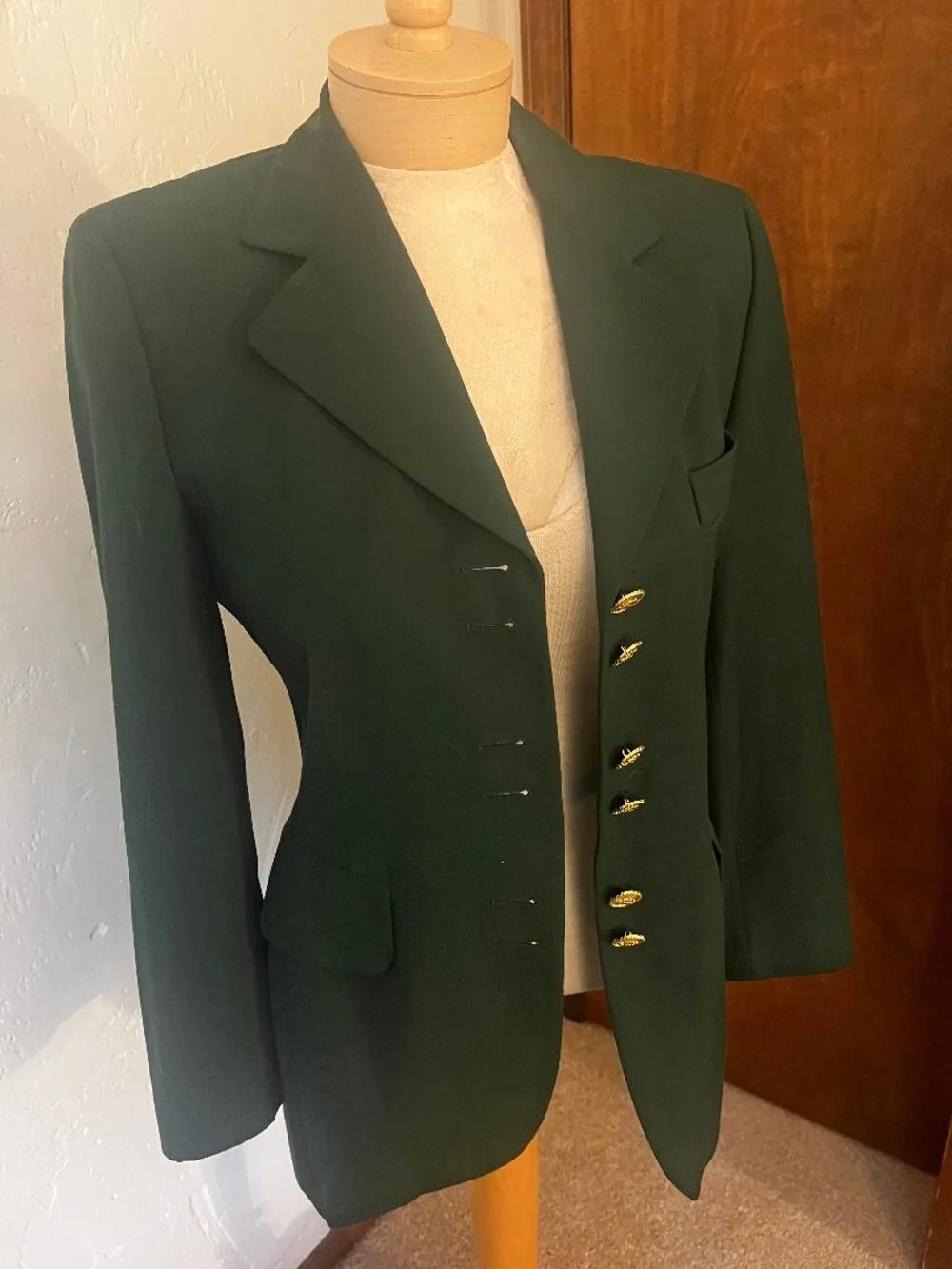 Vintage ESCADA by Margaretha Ley Green Wool Blazer Size 34